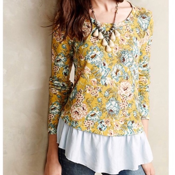 Anthropologie Tops - Anthropologie LILKA Goldenrod floral Top